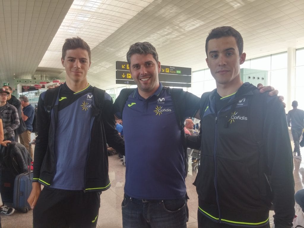 Castrillo y Samitier, con el seleccionador Momparler. Foto: RFEC