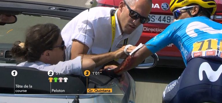 Tour Francia: Quintana, al suelo (Vídeo)