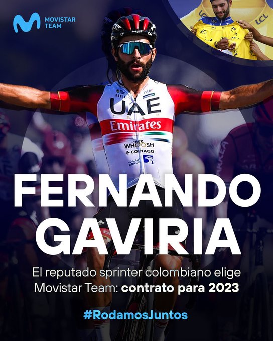 Movistar anuncia tres fichajes: Iván Romeo, Ruben Guerreiro y Fernando Gaviria