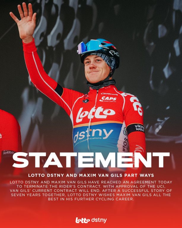 Maxim Van Gils y Lotto Dstny confirman de forma oficial la ruptura contractual