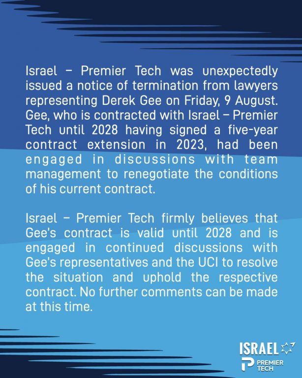 Derek Gee rompe unilateralmente su contrato con Israel con una oferta de Ineos bajo el brazo