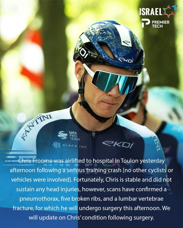 Chris Froome, operado de urgencia tras caerse en un entrenamiento