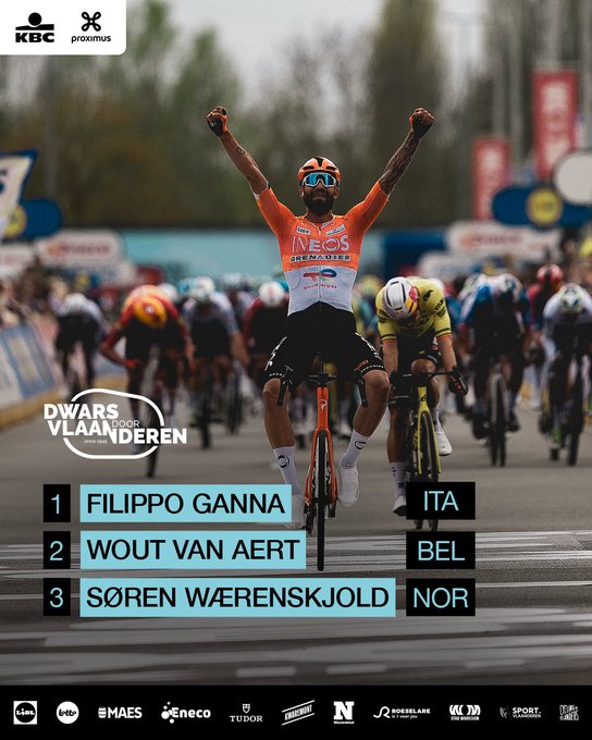 A través de Flandes: Filippo Ganna destroza el sueño de victoria de Wout van Aert